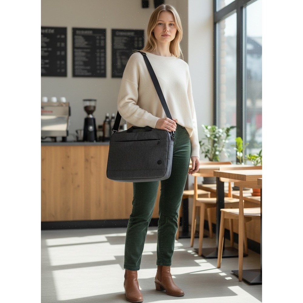 HP Prelude Top Load Laptop Bag Gray 15.6 Inch Briefcase Shoulder Strap Utility‎